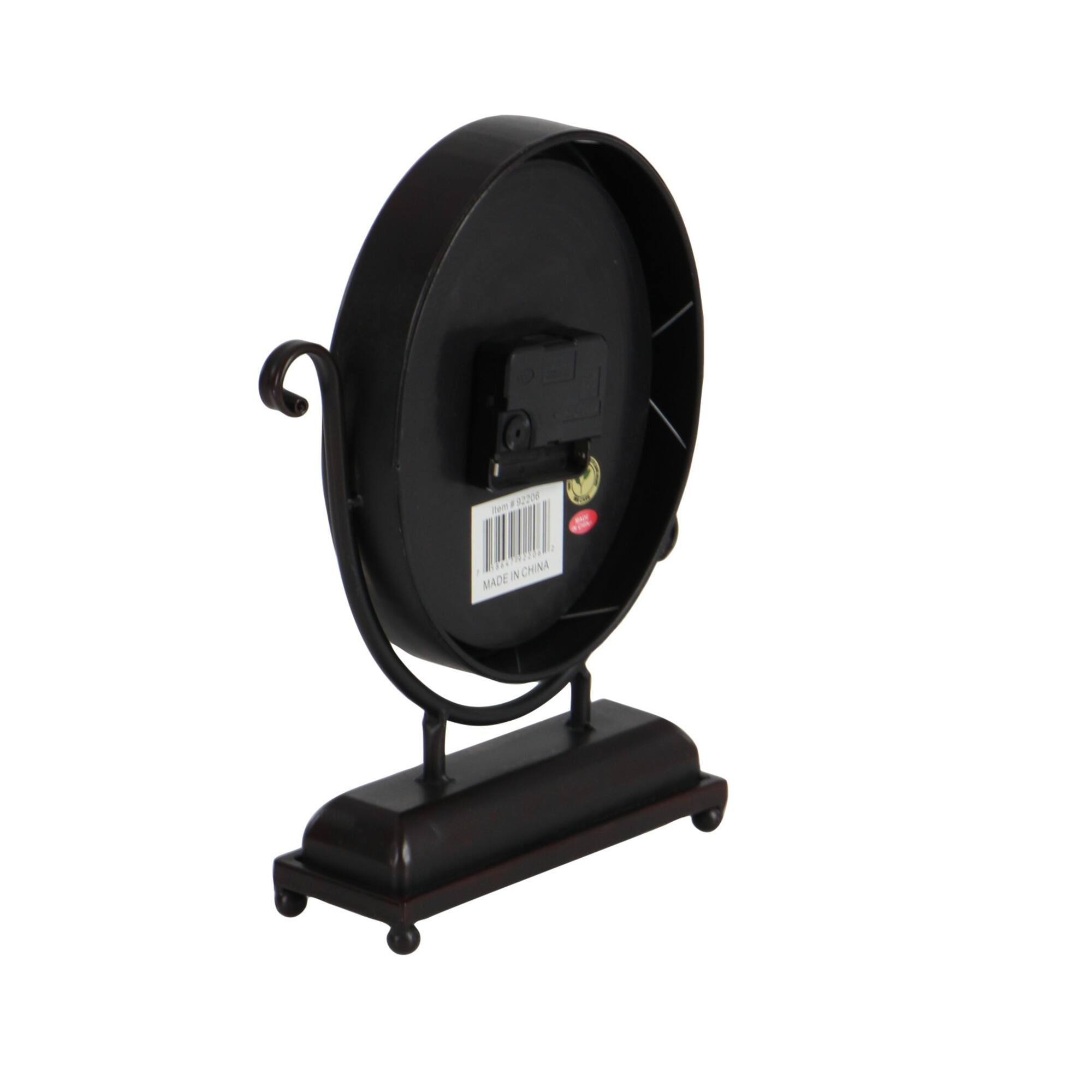 12" Black & White Metal Oval Clock Set